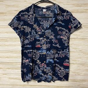 NWT Boardwalk Button Up Tie Front T Shirt